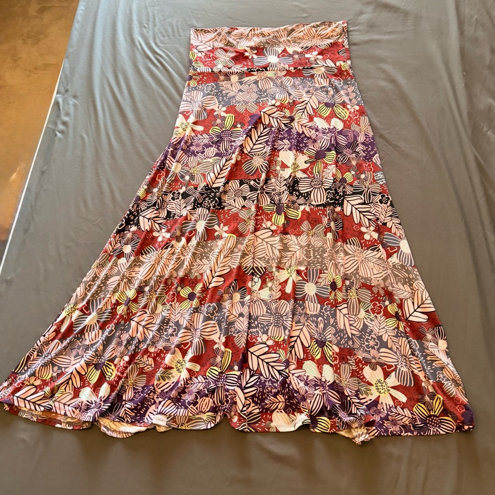 LuLaRoe Floral Maxi Skirt - Red, Purple, White